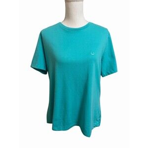 NWT Dalix Women's L Large Teal Lil Smile Relaxed 100% Cotton T-Shirt Tee NEW